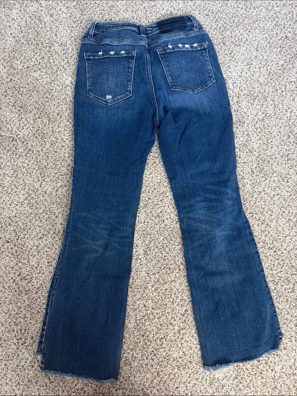 Flying Monkey Dark Blue Flare Jeans with Raw Hem - Picture 2 of 8